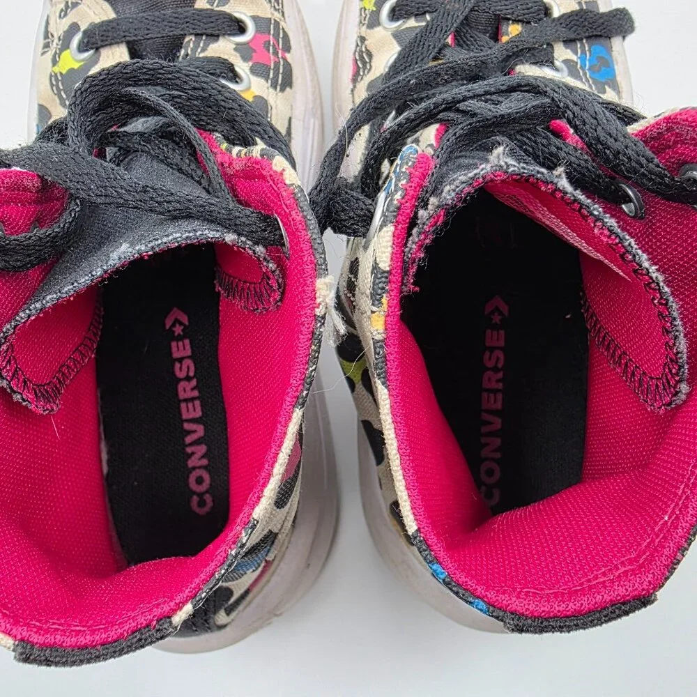 Converse Move Hi Girls Size 2 Egret Prime Pink Black Platform Shoes Walking